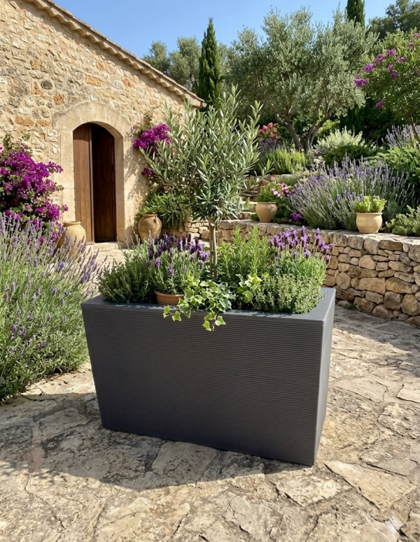 Jardiniere en polystone de L80×L34×H50cm