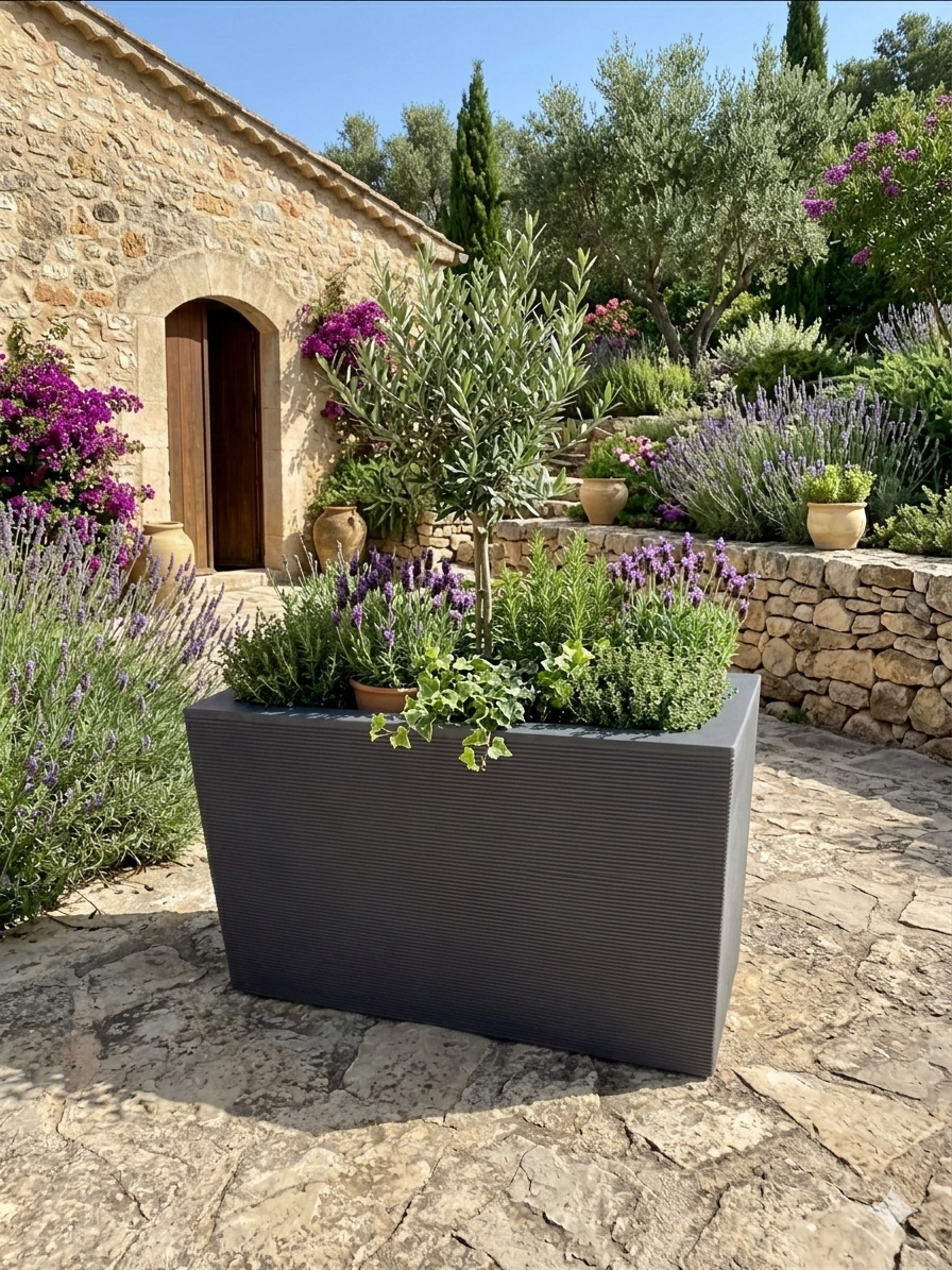 Jardiniere en polystone de L80×L34×H50cm